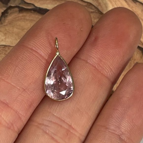 2.9CT Natural Cotton Candy Pink Tourmaline Pear Shape Solid 14K Yellow G 19x10mm - Picture 2 of 5